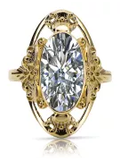 Zircon Or jaune 14 carats Anneau Style vintage vrc014y